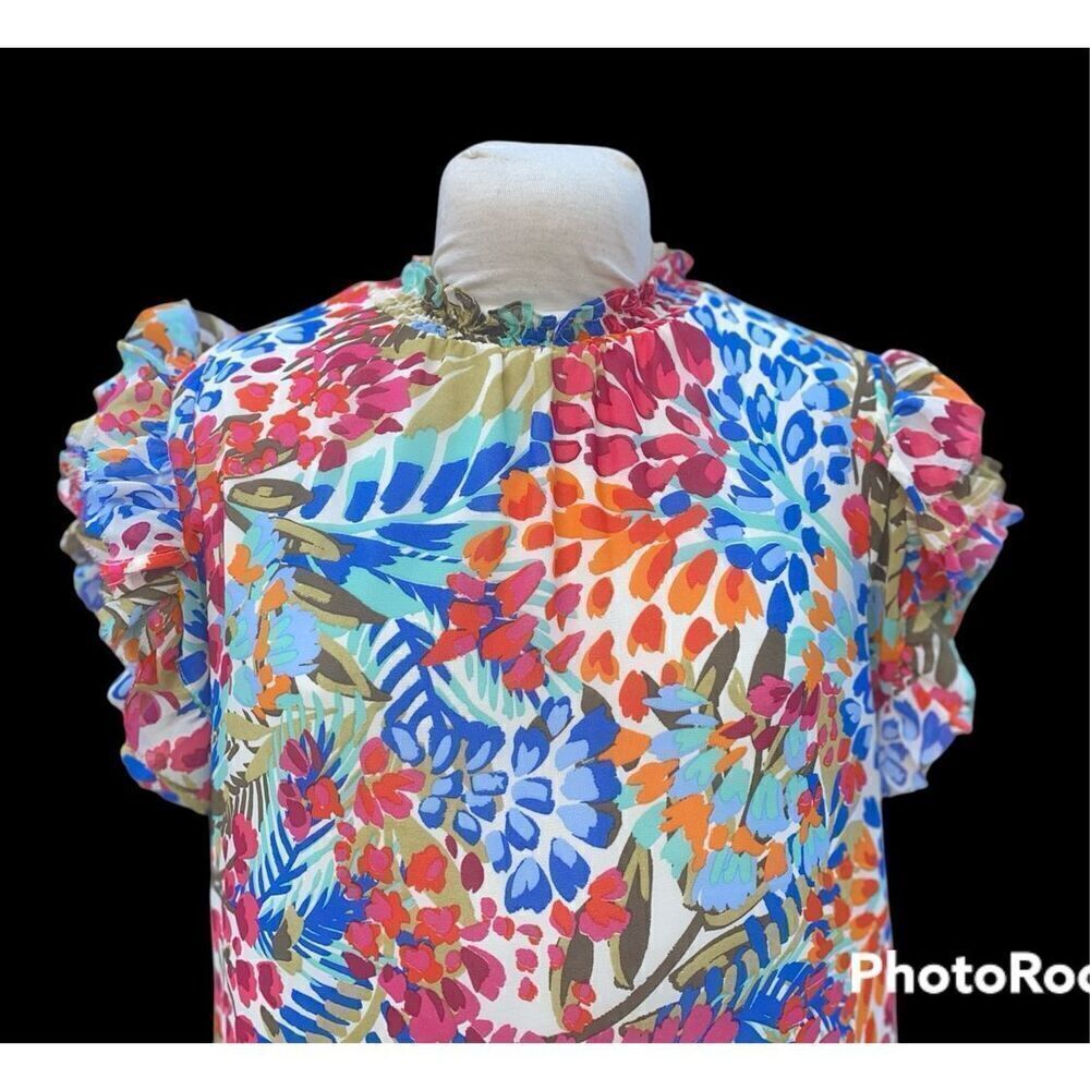 Sugar Lips Floral Top Lined Keyhole Button Back Sz. L Feminine - Picture 3 of 13